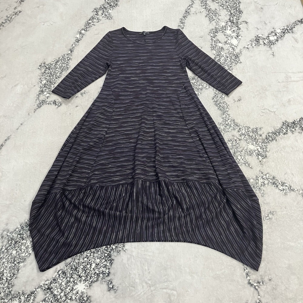Kozan Dress Womens Small Striped Bubble Hem Midi Dress Asymmetrical Art To Wear